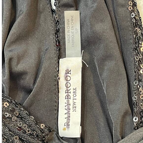 NEW Ramy Brook Women's Small Paula Sequined Tie Neck Halter Top Blouse Black - Picture 9 of 12